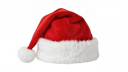 Red Christmas hat on plain background