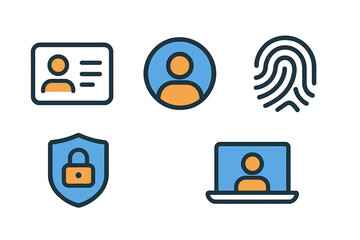 Icons representing various aspects of personal identification and security measures used in digital environments