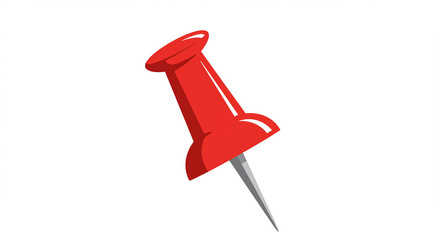 Red Push Pin: Office Supply, Stationery Item, Notice Icon