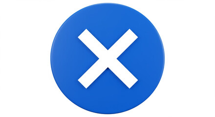 Blue Circle with White X Symbol: Cancel, Delete, Close Icon