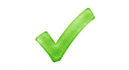 Vibrant Green Checkmark Watercolor Illustration © JIYA