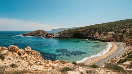 Jagged cliffs creating a natural bay area