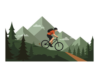Mountain Biker Riding Downhill