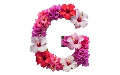 Letter g made of flowers isolated on white