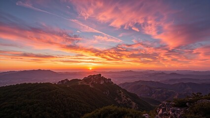 Fototapeta premium Observing Dusk atop a High Mountain