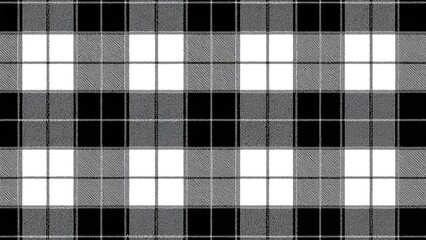 Vector art of a black and white tartan pattern. Ideal for flannel clothing, blankets, scarves, duvet covers, upholstery, and various modern textile applications.