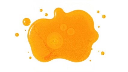 Isolated pool of orange juice on white backdrop with clipping path