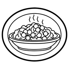 Bowl of food with peas isolated on white background