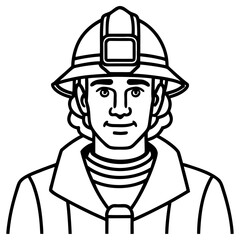 Illustration of a firefighter wearing a helmet, isolated on white background