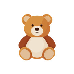 My Simple flat 2D icon plush teddy bear toy sitting isolated on a white background, vector, flat design, animation design, vector, simple flat 2D icon, minimalist design, vector design