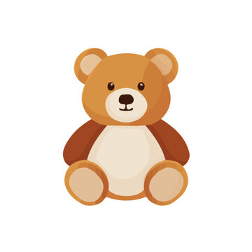Naklejki My Simple flat 2D icon plush teddy bear toy sitting isolated on a white background, vector, flat design, animation design, vector, simple flat 2D icon, minimalist design, vector design