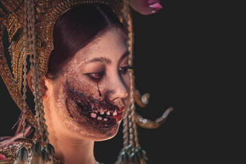 Halloween horror event vampire ghosts and scary zombies haunt the night dark environment terrifying...