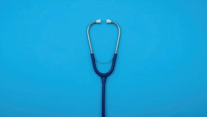 Medical stethoscope placed on a solid blue backdrop symbolizing health care