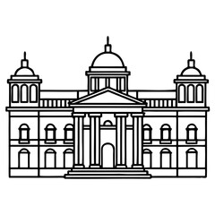 Classical building with columns and a dome, isolated on white background