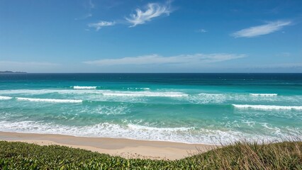 Fototapeta premium Sunny shoreline at a popular coastal destination