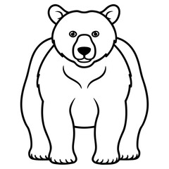 Large bear standing, simple line art illustration isolated on white background