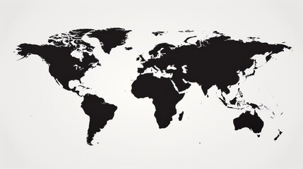 Minimalistic world map with borders on clean white background for elegant design projects