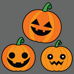 orange pumpkins cute watercolor illustration - ideal for autumn greeting cards, feminine seasonal decor, or cozy fall-themed designs. Watercolor Halloween Collection Pumpkins. orange pumpkins vector.