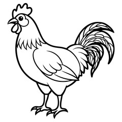 Rooster outline isolated on white background