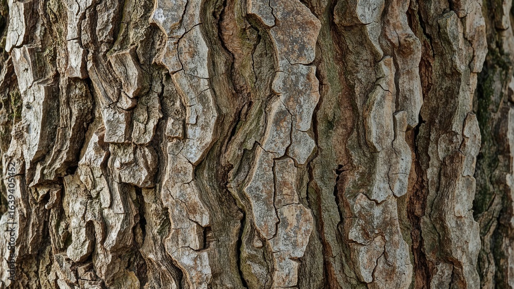 Poster detailed view of tree bark with abstract forest texture