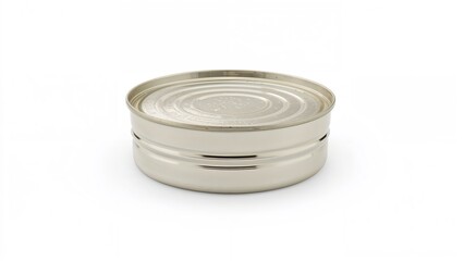 Isolated tin can with top and bottom sealed on a white background