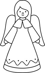 Cute Christmas angel outline vector.
Holiday  festive angel outline icon Isolated.
Transparent background. svg.
