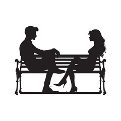 couple sitting on bench vector silhouette clip art logo design illustration