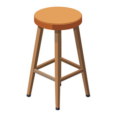 Simple Wooden Bar Stool with Round Seat and Four Legs