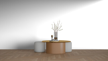 3D Render a table with a vase on top of it