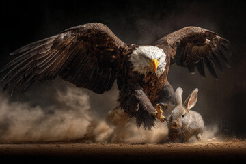 Fototapeta premium The majestic eagle grips its prey in a dramatic action.