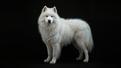 Obraz premium Northern breed dog posed against a black setting