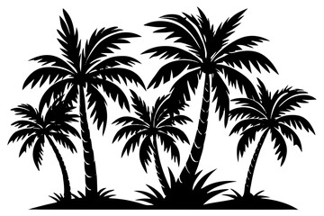 Vector illusion of vset of palm trees silhouettes