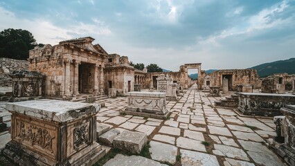 The remains of an ancient crypt in a historic necropolis site.