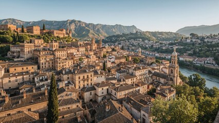 Obraz premium Panoramic sights over a historic Spanish city