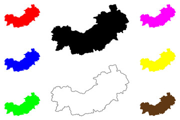 Obraz premium Oshu city (Japan, Nihon-koku or Nippon-koku, Tohoku region) map vector illustration, scribble sketch Oshu-shi map