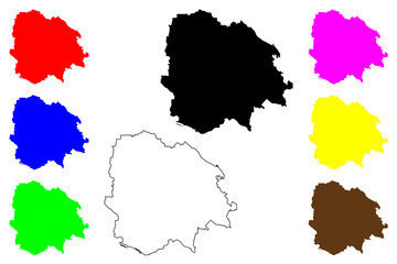 Ota city (Japan, Nihon-koku or Nippon-koku, Kanto region) map vector illustration, scribble sketch Ota-shi map