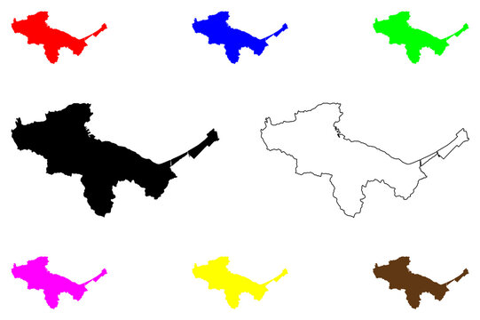 Otaru city (Japan, Nihon-koku or Nippon-koku, Hokkaido region) map vector illustration, scribble sketch Otaru-shi map