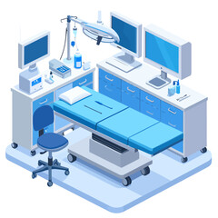 Isometric Illustration of a Modern Operating Room with Surgical Equipment