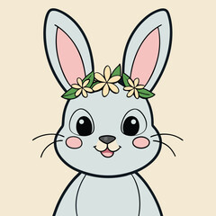 Obraz premium A fluffy Easter bunny holds a basket of vibrantly decorated eggs in a whimsical field