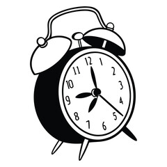Clock Black and White Icon with Long Shadow