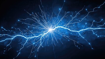Blue and white energy crackling with plasma power