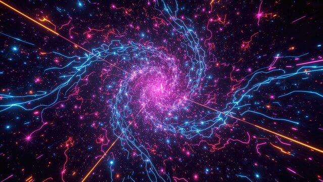 Neon laser lights in a vivid cosmic setting, perfect for digital wallpapers