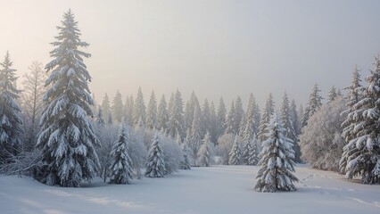 Naklejka premium Delicate snowfall crafting a tranquil cold season ambiance.