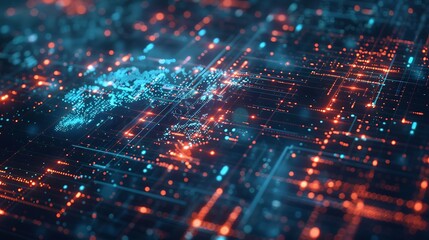 A vibrant fusion of technology, science, and design, featuring digital patterns, abstract shapes, and futuristic concepts. Dynamic waves, geometric grids, and colorful stunning  fractals