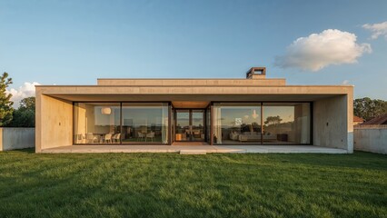 Modern architectural style featuring glass doors and windows in a stunning home