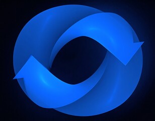 Two intertwined, glowing, blue arrows