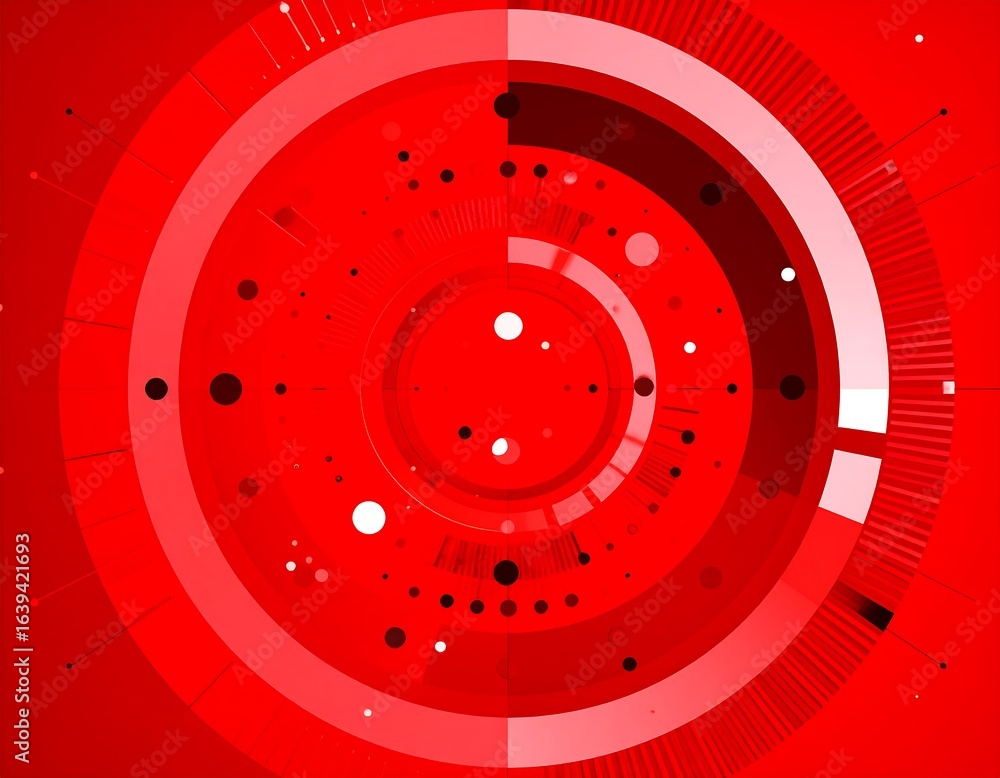 Poster concentric circles with a red background.