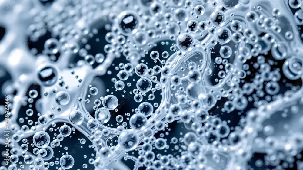 Poster abstract bubbles in water: a captivating macro shot showcases a network of crystalline bubbles suspe