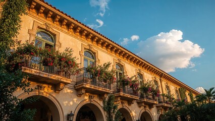 Morning light casting shadows on a traditional seaside structure