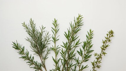 Fototapeta premium A selection of fresh herbs: Thyme, Dill, Rosemary, and Oregano